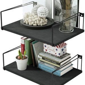 Price Firm Set of 2 Rustic Wood Wall Shelves